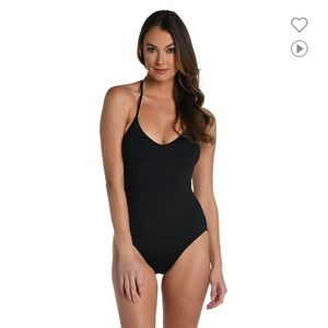 NWT La Blance Island Goddess Underwire Scoop Neck One Piece Swimsuit Black 6